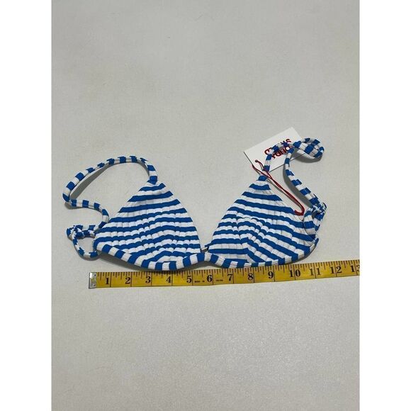 Solid & Striped Lulu Top Azure Stripe V-Neck Bikini Swim‎ Top Navy Blue White XS - Picture 6 of 12